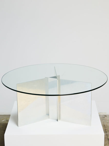 Aluminum and Glass Coffee Table, Circular