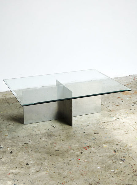Aluminum and Glass Coffee Table, Rectangular